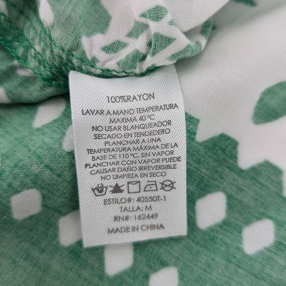 Sunburst Kiss White Green Tropical Button Up Short Sleeve Cropped T-Shirt Size M - Picture 5 of 6